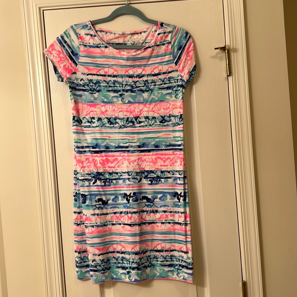 Lilly Pulitzer Short Sleeve Marlowe Dress in A Wave From It All Print, Size S